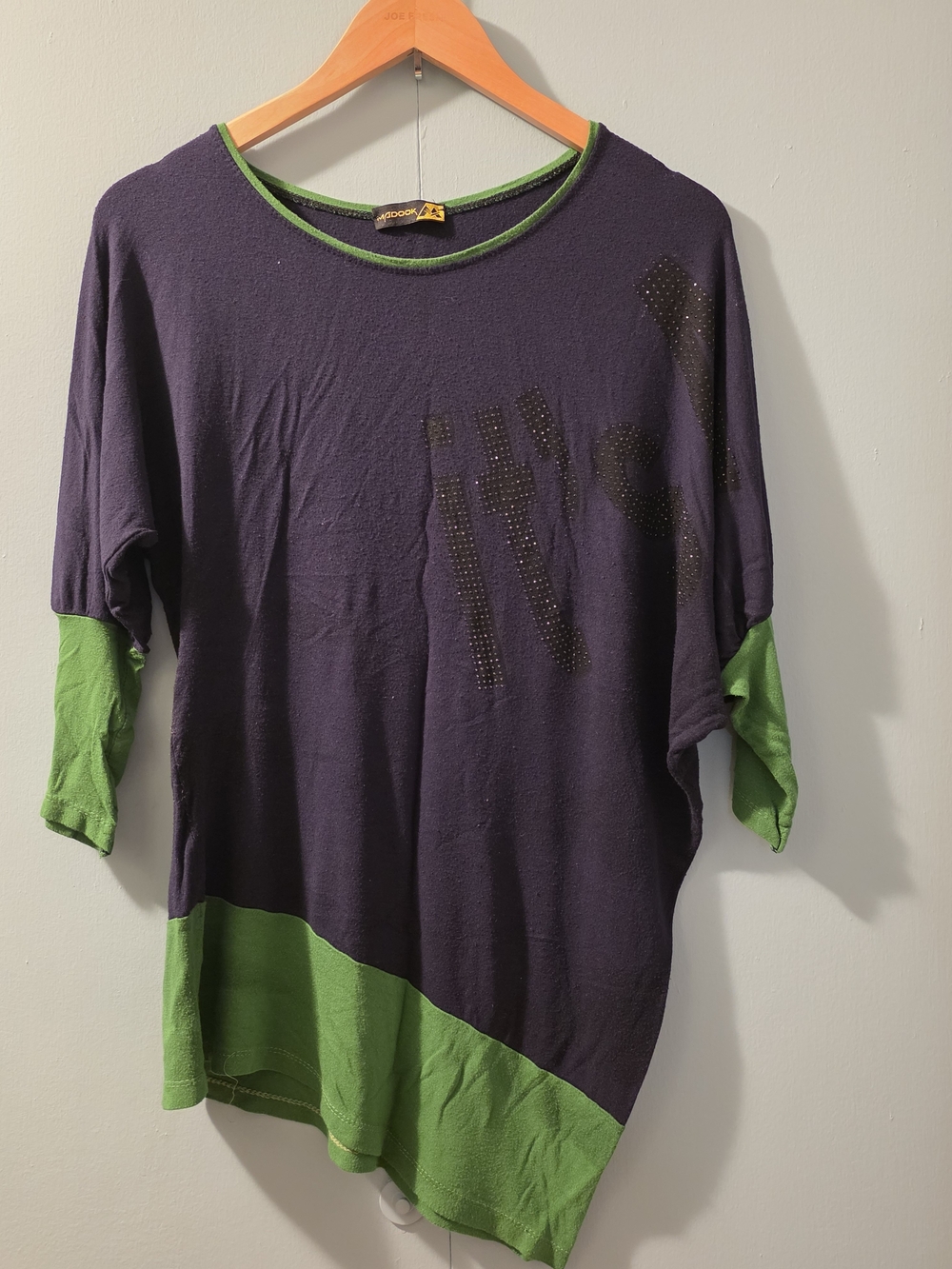 Women's Two-Tone Purple and Green Casual Dress